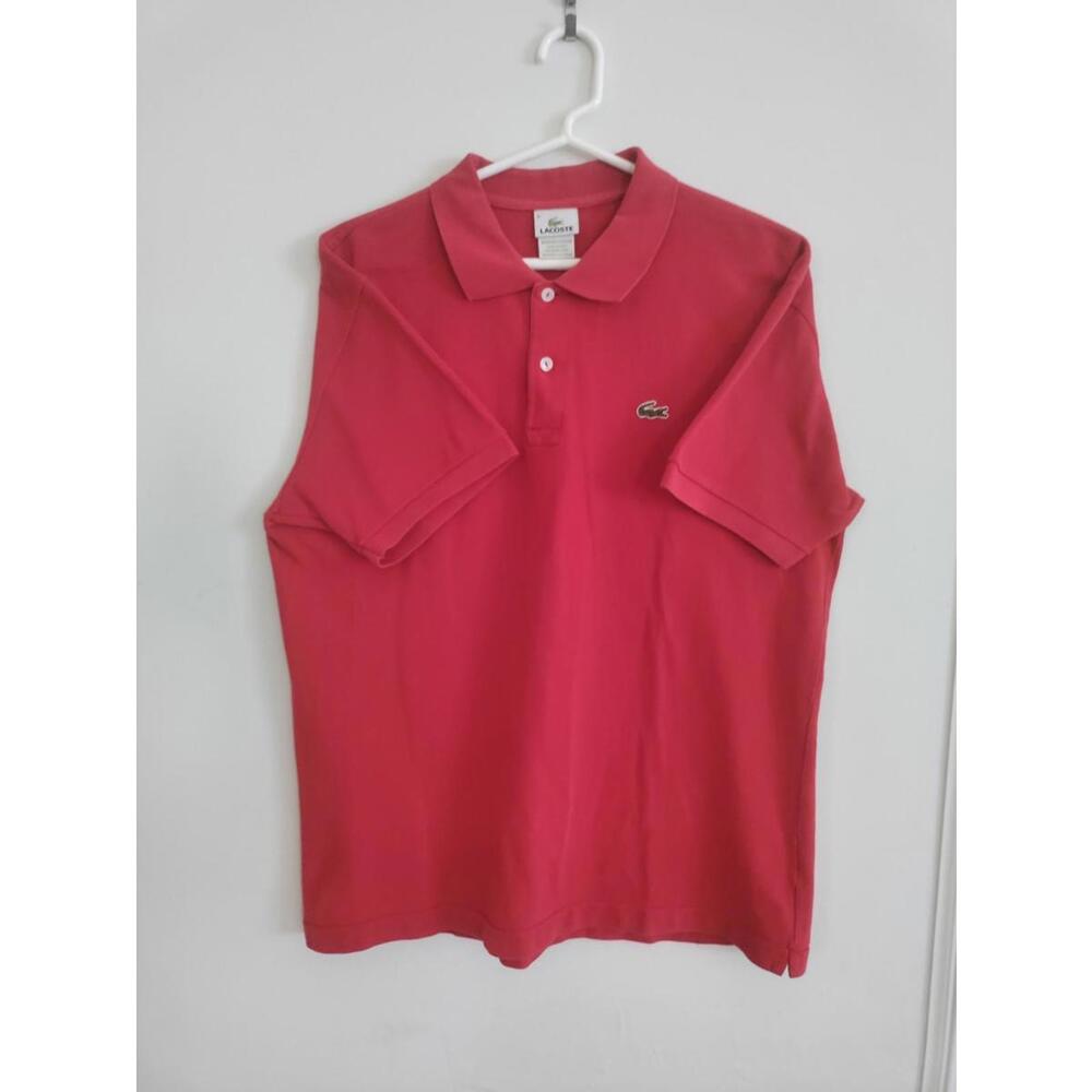 LACOSTE Polo Shirt Mens 6 Red Short Sleeve Green Croc Business Casual